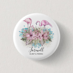 Flamingos Farewell Goodbye Bon Voyage Gift Friends 3 Cm Round Badge