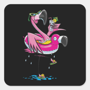 Flamingos   Flamingos Love Beach Square Sticker