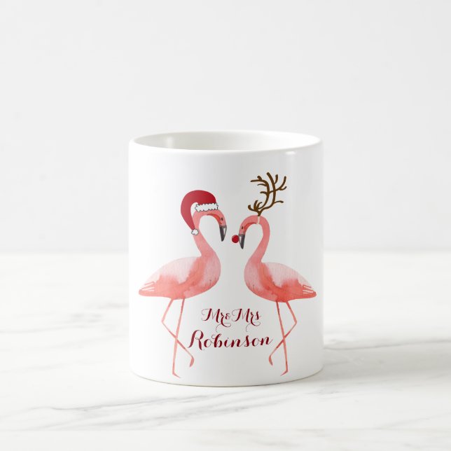 Flamingos funny christmas coffee mug (Center)