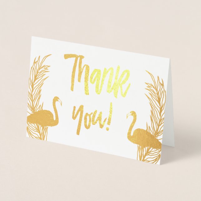 Flamingos Gold Foil Thank You Foil Card (Front)