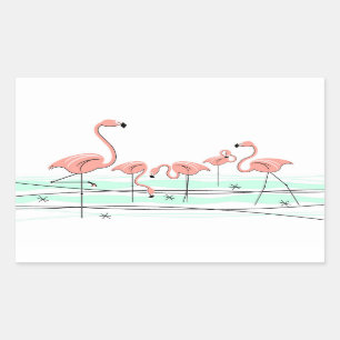 Flamingos Group sticker rectangle
