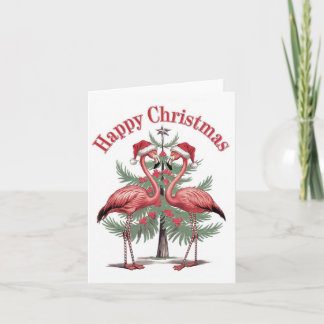 Flamingos Happy Christmas Summer Card