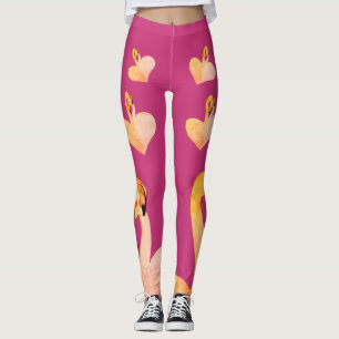 Flamingos Heart Pink , Custom Leggings, Flamingo Leggings