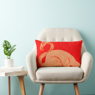 Flamingos Hot Red Lumbar Cushion