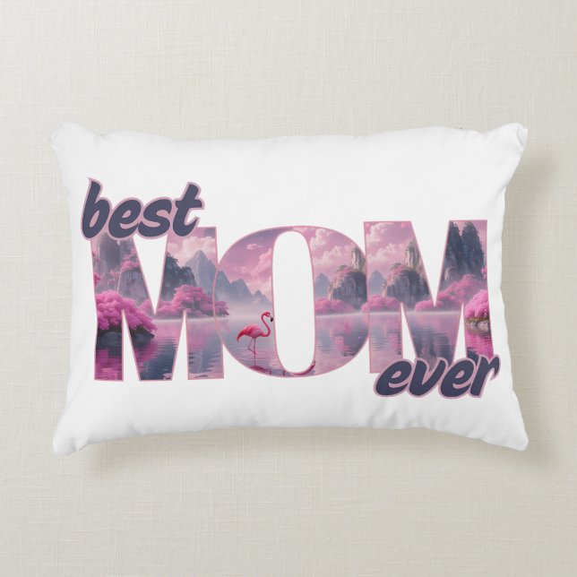 Flamingos in a dream world - best mom ever decorative cushion (Front)