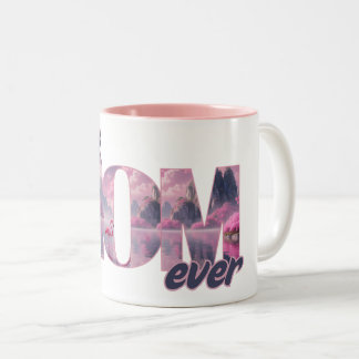 Flamingos in a dream world - best mom ever Two-Tone coffee mug
