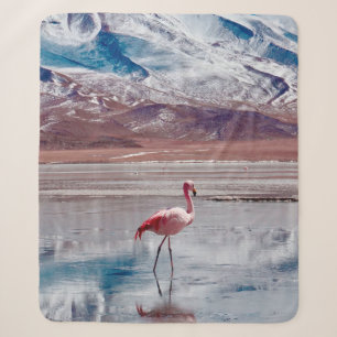 Flamingos in Lagoon in Salt Flats, Bolivia. Salar Sherpa Blanket