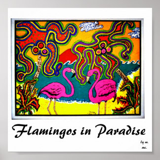 Flamingos in Paradise Poster