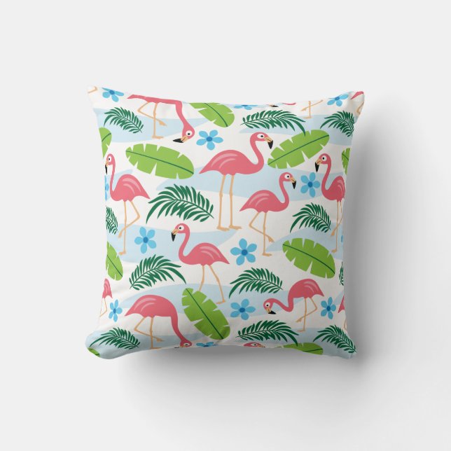Flamingos in Paradise Throw Pillow (Front)