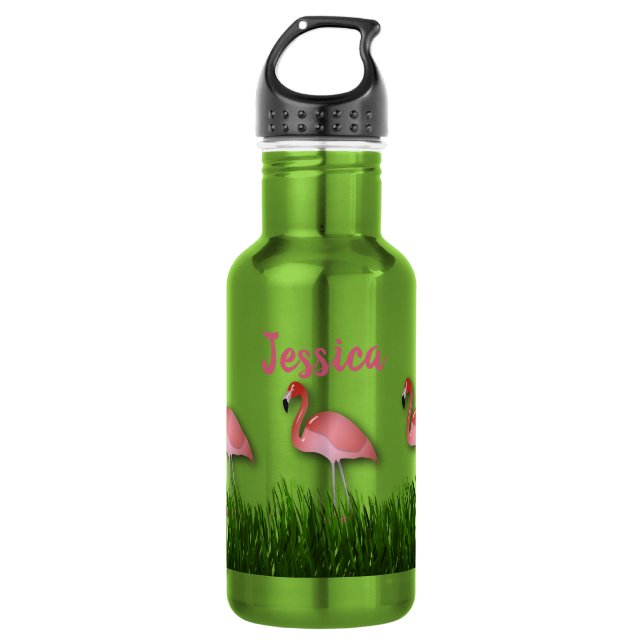 Flamingos In The Grass 532 Ml Water Bottle (Front)