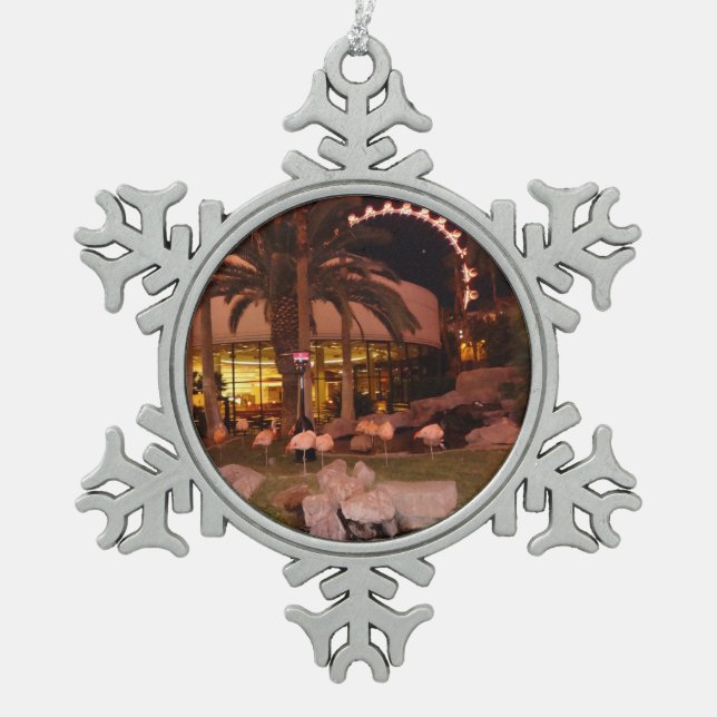 Flamingos, Las Vegas Snowflake Ornament (Front)