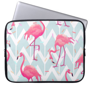 Flamingos Light Grey: Vintage Tropical. Laptop Sleeve