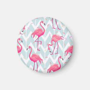 Flamingos Light Grey: Vintage Tropical. Magnet