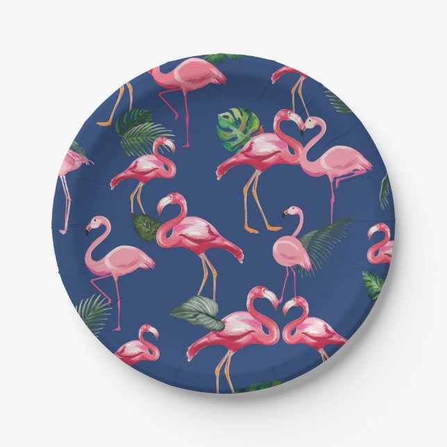 Flamingos Love Pattern 2 Paper Plate (Front)