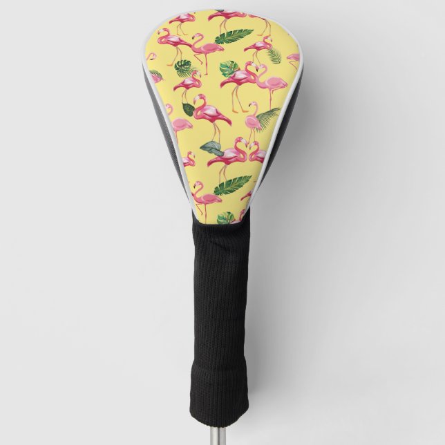 Flamingos Love Pattern 3 Golf Head Cover (Front)