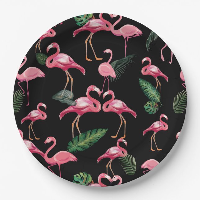 Flamingos Love Pattern 4 Paper Plate (Front)