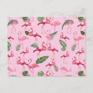 Flamingos Love Pattern 5 Postcard