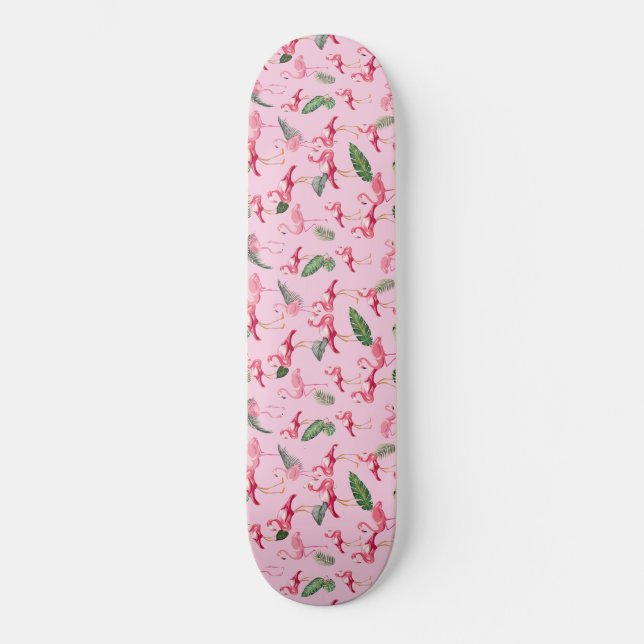 Flamingos Love Pattern 5 Skateboard (Front)