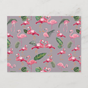 Flamingos Love Pattern 6 Holiday Postcard