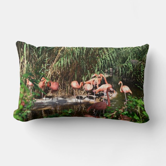 Flamingos Lumbar / Travel Pillow (Front)