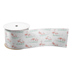 Flamingos Multi ribbon satin