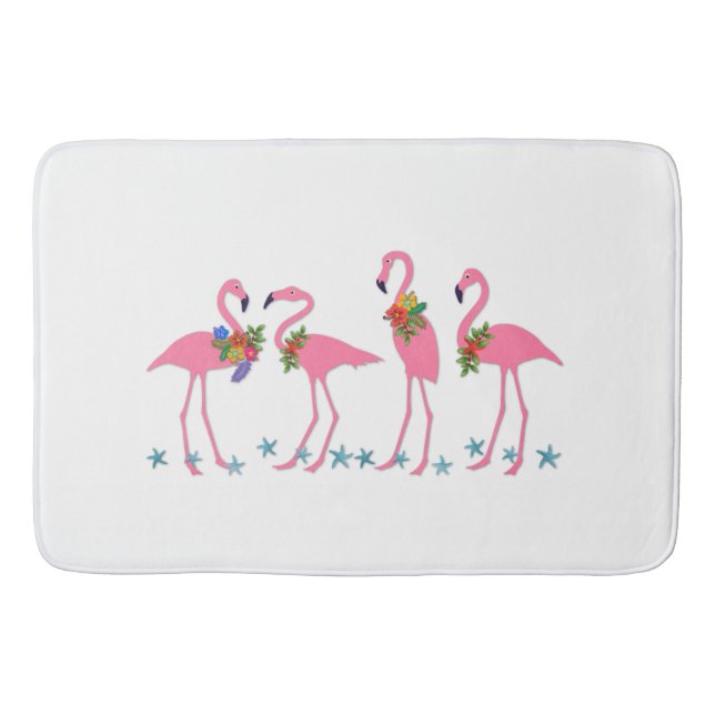 Flamingos n Starfish Tropical Themed Bath Mat (Front)