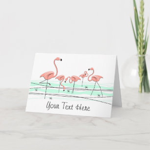 Flamingos Ocean Group front text greetings card