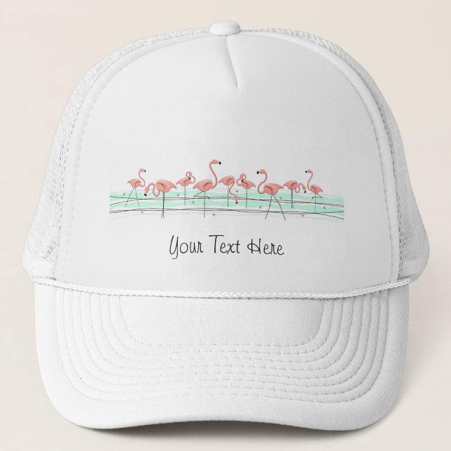 Flamingos Ocean Line 'Text' trucker hat (Front)