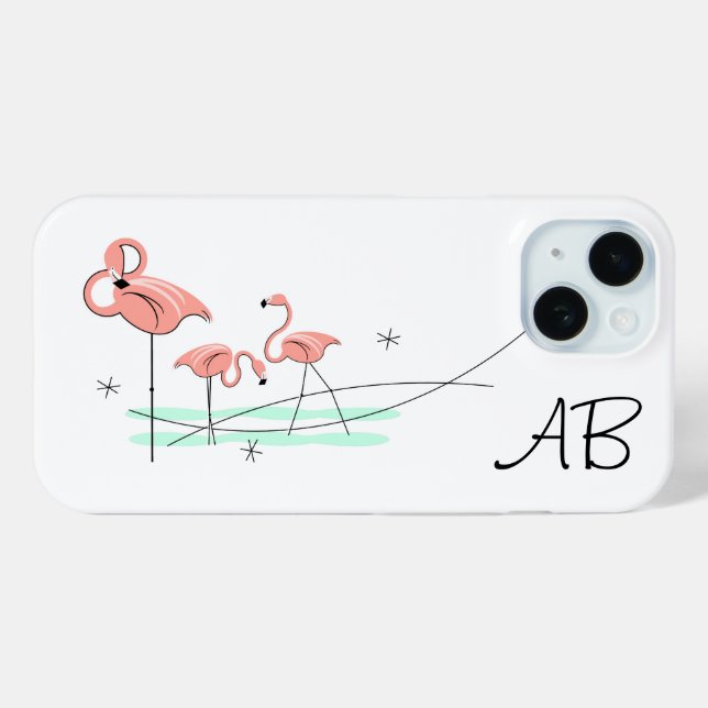 Flamingos Ocean Trio 'Monogram' iPhone case (Back (Horizontal))