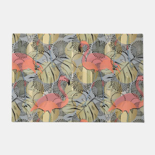 Flamingos on an abstract background. doormat