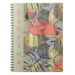 Flamingos on an abstract background. notebook