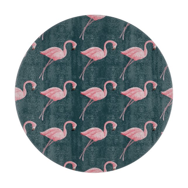 Flamingos on blue, vintage seamless pattern. cutting board (Front)