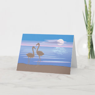 Flamingos on the Beach Greeting Card