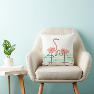 Flamingos Pair pink back square Cushion