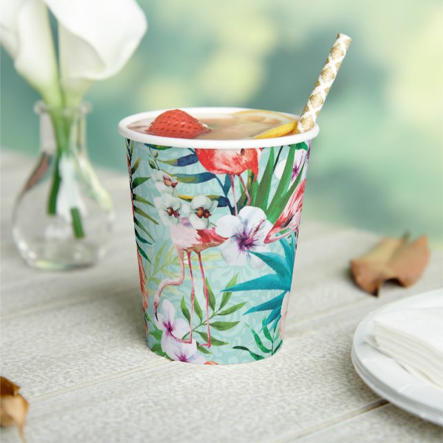 Flamingos & Palm Tree Luau Cups (Insitu)