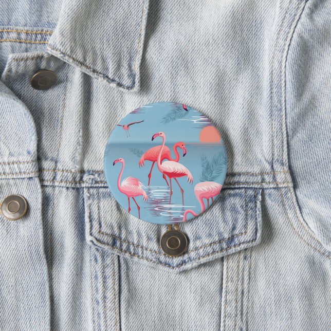 Flamingos Pattern 1 7.5 Cm Round Badge (In Situ)