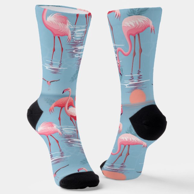 Flamingos Pattern 1 Socks (Angled)