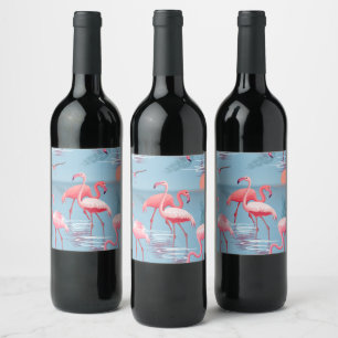Flamingos Pattern 1 Wine Label