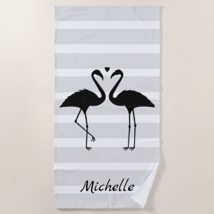 Flamingos Personalised Beach Towel