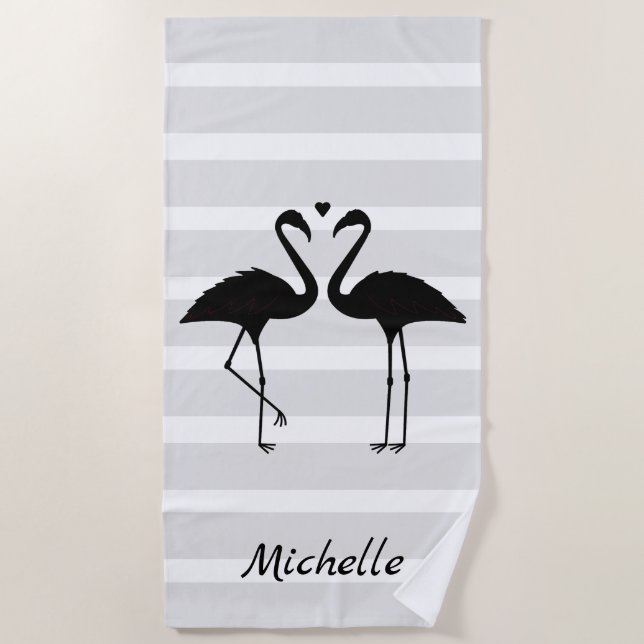 Flamingos Personalised Beach Towel (Front)