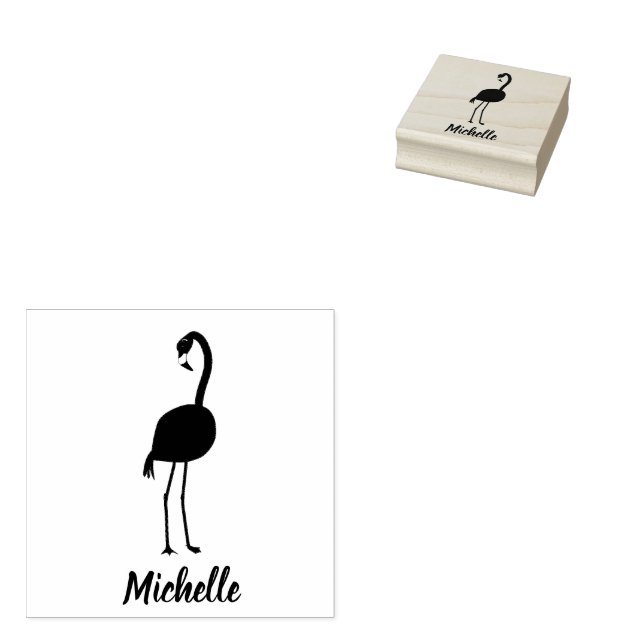 Flamingos Personalised  Rubber Stamp (Stamped)