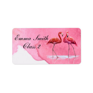 Flamingos Personalised School Label