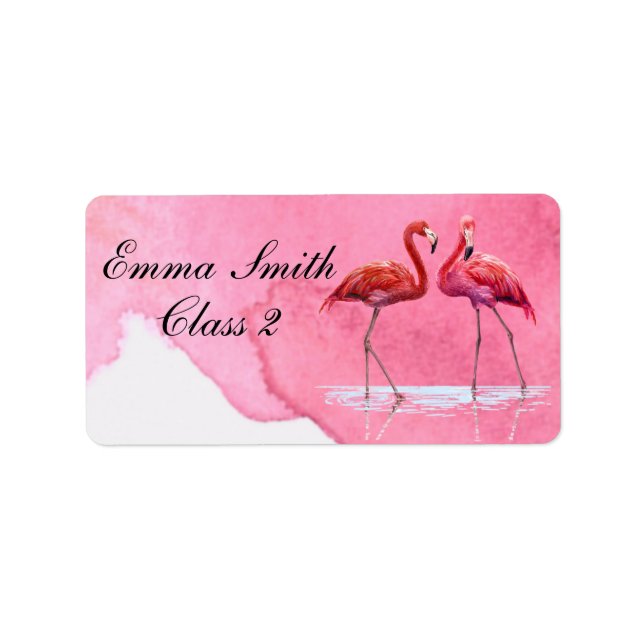 Flamingos Personalised School Label (Front)