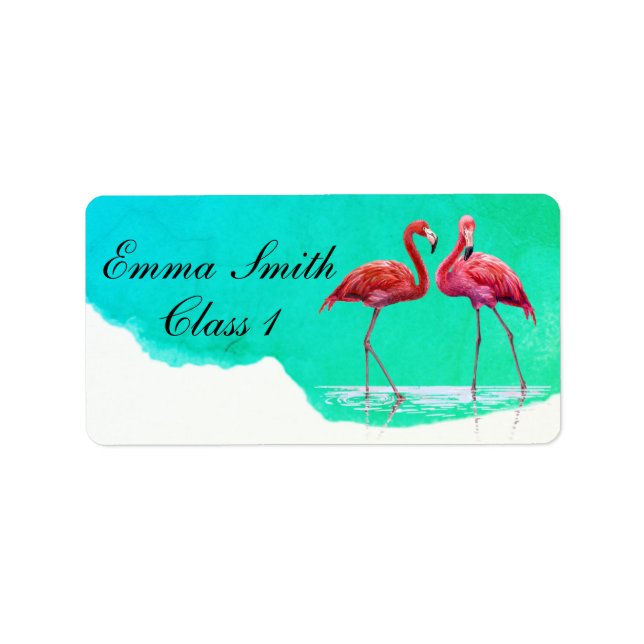 Flamingos Personalized School Label (Front)