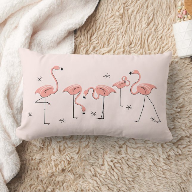 Flamingos Pink Group lumbar Cushion (Blanket)