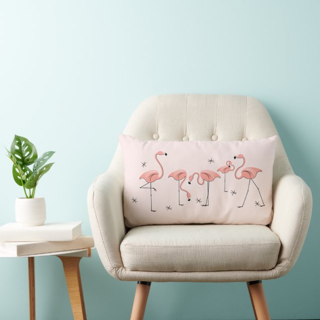 Flamingos Pink Group striped back lumbar Cushion (Chair)