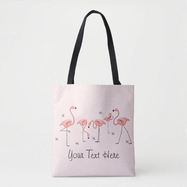 Flamingos Pink Group Text all over tote (Front)
