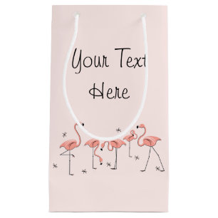 Flamingos Pink Group Text gift bag small