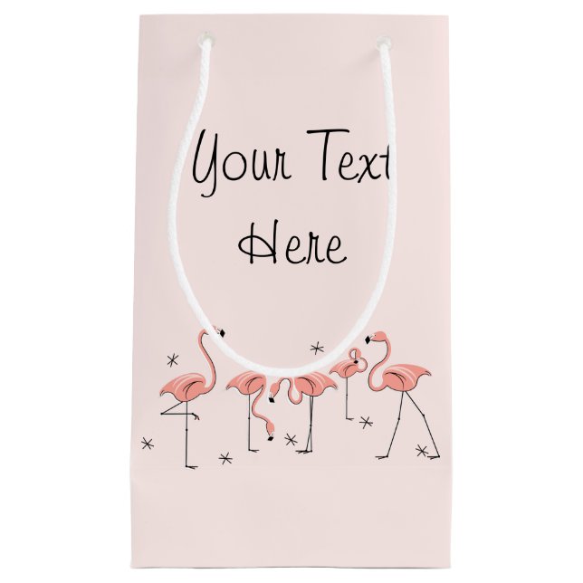 Flamingos Pink Group Text gift bag small (Front)