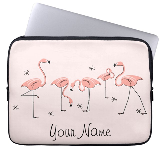 Flamingos Pink Line Name laptop sleeve (Front)